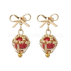Brass Diamond Dangle Stud Earrings&nbsp;EJEW-MZ00465