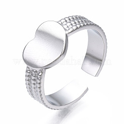 Non-Tarnish 304 Stainless Steel Heart Cuff Ring&nbsp;RJEW-T023-61P