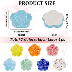 7Pcs 7 Colors Sakura Porcelain Chopstick Rest&nbsp;AJEW-CP0008-73