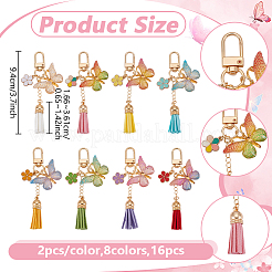 16Pcs Acrylic & Faux Suede Butterfly Tassel Pendant Decorations&nbsp;HJEW-GA00073