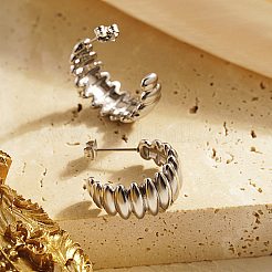 304 Stainless Steel Oval Beaded Ring Stud Earrings&nbsp;SP8532-2