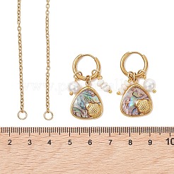 Abalone Shell Pendant Necklace & Hoop Earrings with Shell Pearl & Natural Freshwater Pearls&nbsp;SJEW-JS01379-01