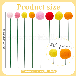 16Pcs 8 Style Wool Felt Craft Ball&nbsp;AJEW-PH01712