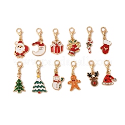 12Pcs 12 Styles Christmas Theme Alloy Enamel Pendant Decorations&nbsp;HJEW-JM04003