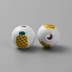 Printed Wooden European Beads&nbsp;WOOD-CJC0014-02A