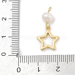 Natural Cultured Freshwater Pearl & Brass Pendants&nbsp;KK-U062-06G