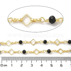 Rack Plating Brass Glass Link Chains&nbsp;CHC-P012-06G