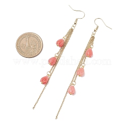 Synthetic Coral Flower Dangle Earrings&nbsp;EJEW-JE06652