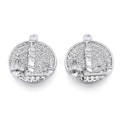 Brass Micro Pave Clear Cubic Zirconia Pendants&nbsp;KK-N216-566P
