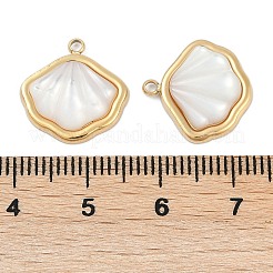 304 Stainless Steel Pave Natural White Shell Charms&nbsp;STAS-I325-026G