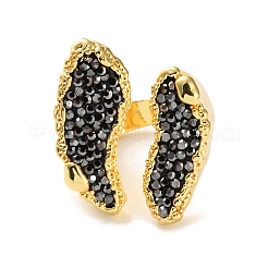 Long-Lasting Plated Micro Pave Rhinestone Open Cuff Rings&nbsp;RJEW-K286-01G