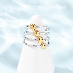 304 Stainless Steel Open Cuff Rings for Women&nbsp;RJEW-K321-01C