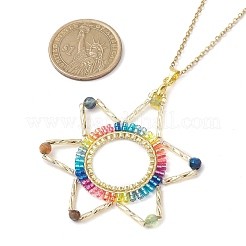 Cylinder Seed Beads Pendant Necklaces&nbsp;NJEW-MZ00039