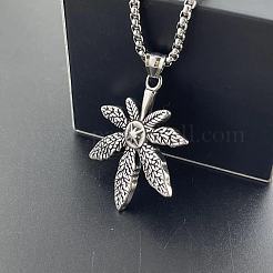 Retro Rock Punk Men's Maple Leaf 304 Stainless Steel Pendant Necklaces&nbsp;DF8186