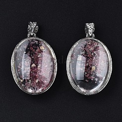 Transparent Glass Oval Pendants&nbsp;GLAA-S199-005