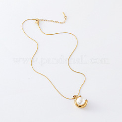 3Pcs Elegant Stainless Steel Pave Imitation White Pearl Round Pendant Necklaces for Women&nbsp;CF2147