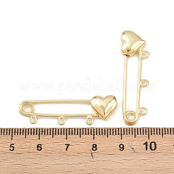 Heart Brass Brooch Findings&nbsp;KK-Z132-01G-01