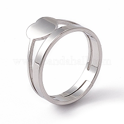 Non-Tarnish 201 Stainless Steel Heart Adjustable Ring for Women&nbsp;RJEW-K238-04P