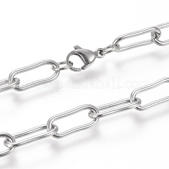 Non-Tarnish 304 Stainless Steel Paperclip Chains Necklaces&nbsp;NJEW-I238-12P
