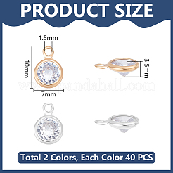 80Pcs 2 Colors Brass Micro Pave Cubic Zirconia Pendants&nbsp;KK-UN0005-15