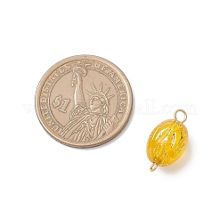 Golden Metal Enlaced Plating Acrylic Oval Connector Charms&nbsp;PALLOY-JF04347