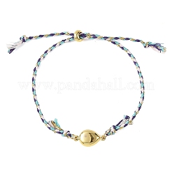Ocean 304 Stainless Steel Link Adjustable Braided Polycotton Metallic Cord Slider Bracelets&nbsp;BJEW-JB14245-04