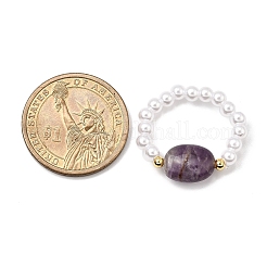 Natural Amethyst Bead Stretch Rings for Women&nbsp;RJEW-JR00914