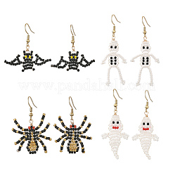 Halloween Glass Seed Bead Dangle Earrings&nbsp;EJEW-MZ00769