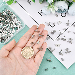40Pcs 2 Style 304 Stainless Steel Stud Earring Settings for Enamel&nbsp;STAS-DC0003-41