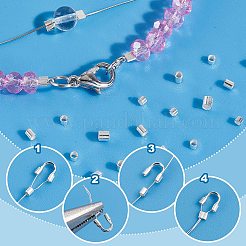 160Pcs 4 Styles 925 Sterling Silver Tube Beads&nbsp;STER-PH0002-28