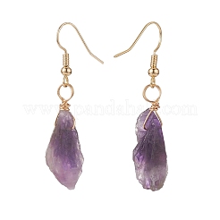 Natural Amethyst Irregular Nuggets Dangle Earrings&nbsp;EJEW-JE05018-03