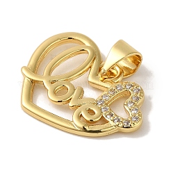 Rack Plating Brass Micro Pave Clear Cubic Zirconia Pendants&nbsp;KK-P267-05A-G