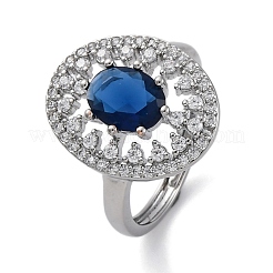Brass Micro Pave Cubic Zirconia Adjustable Rings for Women&nbsp;RJEW-C118-08P