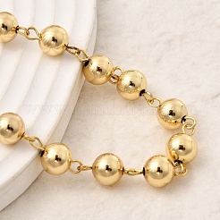 Brass Round Beads Link Chain Necklaces for Women&nbsp;NJEW-B157-19G