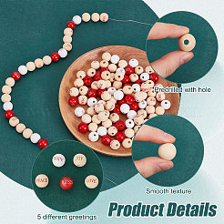 120Pcs 5 Colors Wood European Beads&nbsp;WOOD-FG0001-49