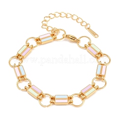 304 Stainless Steel Enamel Rectangle Link Chain Bracelets for Women&nbsp;SA-CBA065A-06G