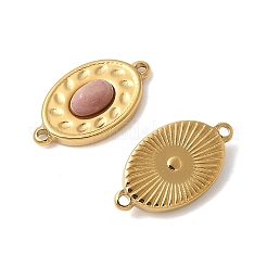 304 Stainless Steel Pave Natural Mixed Stone Oval Connector Charms&nbsp;STAS-F312-13G