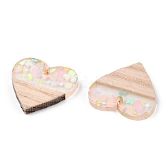 Transparent Resin & White Wood Pendants&nbsp;RESI-N039-34