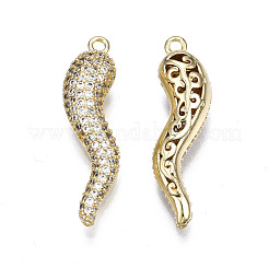 Brass Micro Pave Clear Cubic Zirconia Pendants&nbsp;ZIRC-S068-054-NF