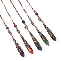 Natural Carnelian & Quartz Crystal & Amethyst & Tiger Eye & Lapis Lazuli Cone Point Dowsing Pendulums&nbsp;HJEW-JM04998