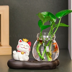 Resin Lucky Cat & Golden Fish Display Decorations&nbsp;PW-WG9CA52-07