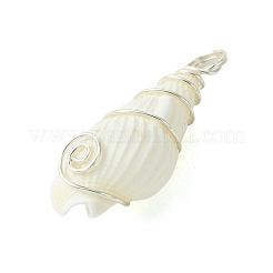 Natural Trumpet Shell Pendants&nbsp;PALLOY-JF02794-02
