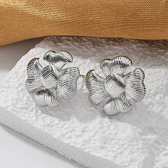 Brass Flower Stud Earrings&nbsp;EJEW-R016-17P