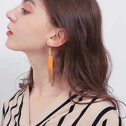 8 Pairs 8 Color Resin & Walnut Wood Dangle Earrings wih Iron Pins&nbsp;EJEW-AB00030