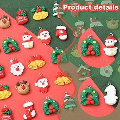 48Pcs 12 Styles Christmas Theme Opaque Resin Pendants&nbsp;RESI-FS0001-73