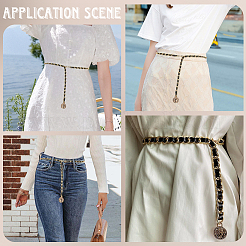 1Pc Alloy PU Leather Braided Waist Chains for Woman&nbsp;AJEW-CL0005-49A