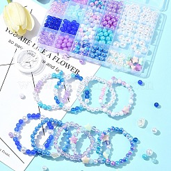 DIY Round Acrylic & ABS Plastic Imitation Pearl Beads Bracelets Jewelry Making Kits&nbsp;DIY-FS0007-42