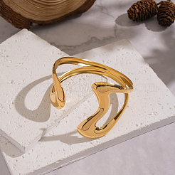 Elegant 304 Stainless Steel Fluid Shape Open Cuff Bangles for Women&nbsp;KV3982