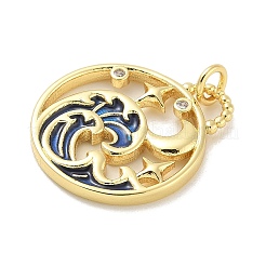 Brass Micro Pave Cubic Zirconia Pendants&nbsp;KK-B124-07G