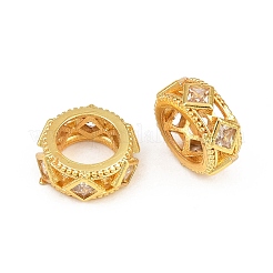 Brass Micro Pave Clear Cubic Zirconia European Beads&nbsp;CU-CBA6A75-14G